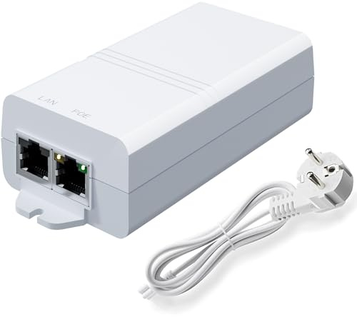AgilePoElink 5 Gigabit PoE Injektor 30W Stromversorgung, PoE+ Injector mit 2 Befestigungslaschen für Sicherheits IP Kamera, Wireless AP, VoIP-Telefon, Cellgate, Video-Türklingel