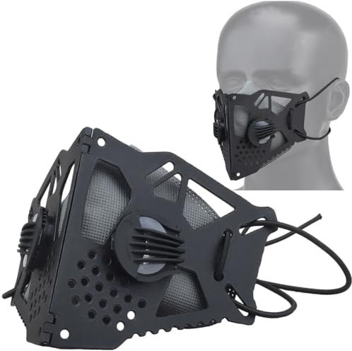Half Face Mask for Men Women, Removable/Reusable Mask, Lightweight Masks, Foldable Masks, Airsoft Paintball Mask, Tactical Set Accessory Mask(Black)