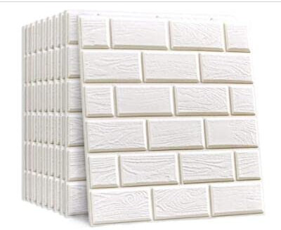 Pack of 10 3D Brick Wallpaper, Self-Adhesive Wall Panels, DIY White Brick Pattern Wall Stickers, for Bathroom, Bedroom, Living Room, Balcony and Kitchen, 38.5 x 35 cm