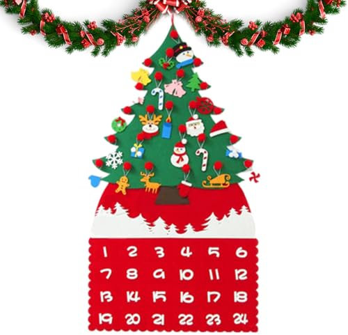 Weihnachtsbaum für | Interaktiver Weihnachtsbaum | Weihnachtsbaum für Kleinkinder | Weihnachtsschmuck aus Filz 52 × 95 cm für Kleinkinder mit 24 abnehmbaren Dekorationen