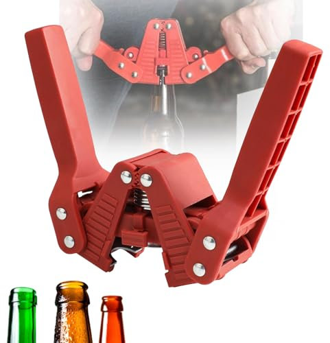 Manuelles Bierflaschenverschließer-Werkzeug, 26mm Kronkorken-Flaschenverschließer-Werkzeug mit Magnet für Flaschenverschlüsse, Bierkorken-Maschine, Doppelhebel-Handverschließer für Heimbrauen,Red