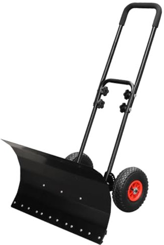 Pala quitanieves con ruedas con mango telescópico ajustable y hoja de acero, pala de nieve ergonómica para entrada, techo, acera, remoción rápida de nieve, 74 cm
