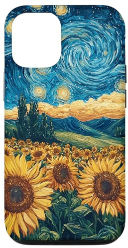 Sunflower Floral Flower Van Gogh Style Starry Night Graphic Case for iPhone 12/12 Pro