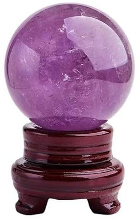NIBHZ Sfera di Ametista Naturale Viola, Pietra Grezza di Cristallo lucidata, Decorazione per la casa con Base,Viola,60mm