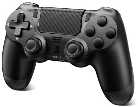 Glitfix Wireless Controller for PS-4, Upgraded Controller Wireless for PS-4/Slim/PC, Bluetooth Gamepad Joystick with Dual Vibration/Touch Panel/ 3.5mm Audio Jack/Six-Axis/Ergonomic(Black)