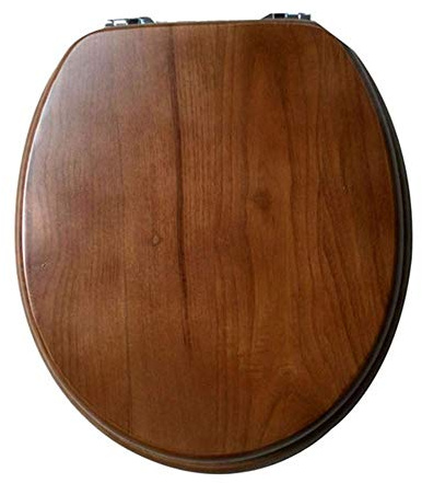 Solid Oak Wooden Toilet Seat with Soft Close Mechanism, Adjustable Hinge, Non-Slip Design, Anti-Bacterial Finish for Hygiene and Durability