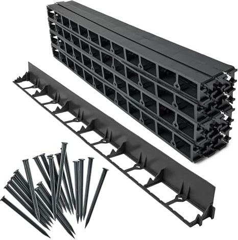 Garronda Bordure de Jardin Gazon en Plastique 24 m, Hauteur 7,8 cm GD-0157 | Bordurette Flexible Extérieur, avec 100 Piquets, Bas, Anti-Intempéries, pour Délimitation Pelouse Massifs Potager Allée, Noir