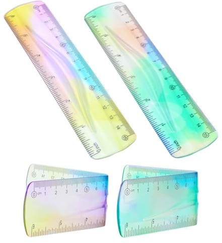 2 Stück Lineal 15cm, Flexibles Lineal Bunt & Transparent, Bruchsicher & Biegbares Lineals für Kinder, Schule, Büro und Zuhause