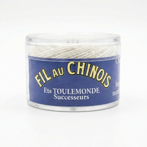 Bobine De FIL AU CHINOIS en Lin à Coudre 30 Mètres/N°40 - BLANC - Idéal Surpiqures, Jeans et Cuir, Coutures solides, Boutons, Bricolage, Maquette, Tissus Epais, Bijouterie Fantaisie