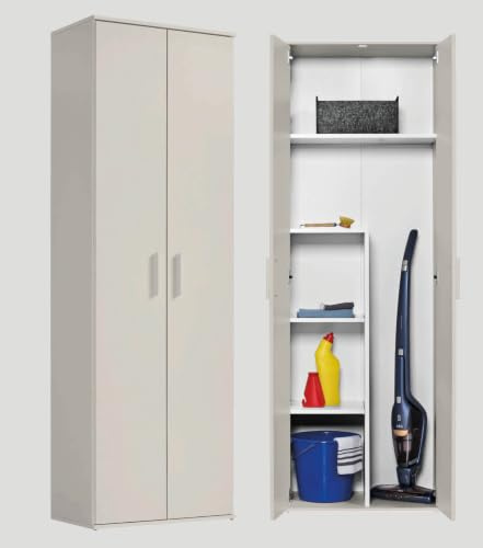 mokebo Mehrzweckschrank Besenschrank 'Der Lange' (60x180 cm) Made in Germany, aus Holz in Kaschmir, auch als Haushaltsschrank, Putzschrank, Vorratsschrank in Beige