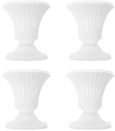 SOESFOUFU 4pcs French Style Half Vase, Mini Wall‑Mounted Urn Planter, Flat‑Back Plastic Wall Pocket for Preserved Dried Flowers White 3.82 X 3.43 X 1.57 in