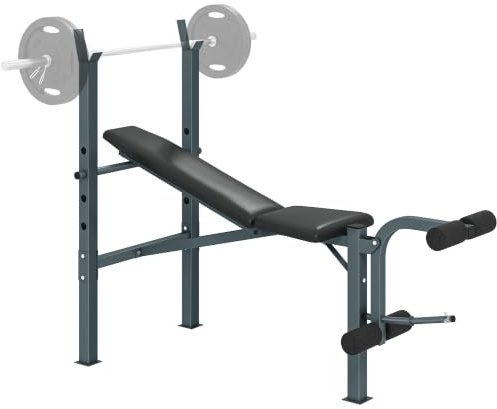 HOMCOM Heavy Duty Weights Bench With Barbell Rack Adjustable Black/Silver | Multi Gym Workout Fitness Bench, w/4 Incline Postions