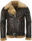 Hollert Herren Bomberjacke B16 Rocky Sylvester Style Winterjacke 100% Merino Felljacke Lederjacke Fliegerjacke Größe XL, Farbe Model 3 - Walnuss/Cappuccino