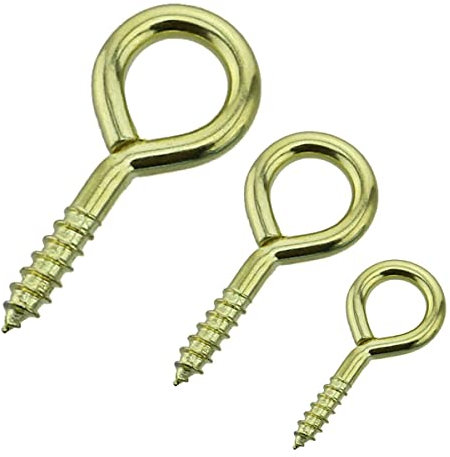 SISI UK® New 50x 12mm, 14mm, and 19mm MINI Brass Steel Picture Wire Frame Screw Eye Hook Tiny Small Hanging (150 Total)