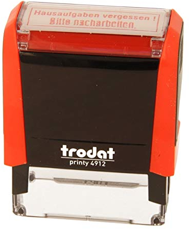 Trodat Rechteckiger Hausaufgaben vergessen Stempel in rot mit 47x17mm Abdruckgröße und 3000-4000 Abdrucke ohne Kissenwechsel