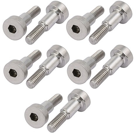 Sourcingmap 10pcs 304 Stainless Steel Hex Socket Shoulder Bolt 5mm Shoulder Dia 8mm Shoulder Length M4 Thread