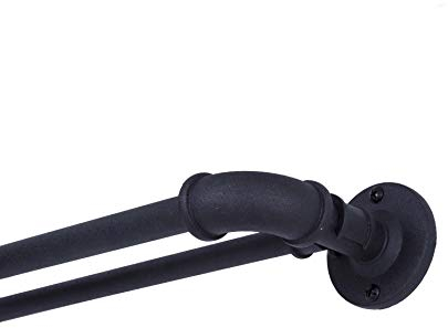 SUN ZERO SN Bronn Wrap Around Room Darkening Double Curtain Rod, Kohlenstoff-Stahl, Mattes Schwarz, 0.75 inches