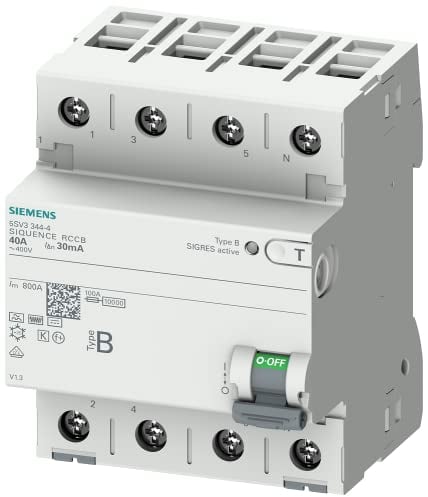 SIEMENS - Siemens 5SV33444 FI-Schutzschalter 3P+N TypB kurzzeitverzögert 30mA 40A 400V