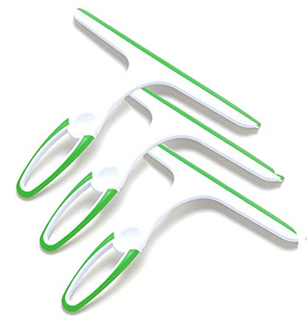 zhouzhouji Lavavetri per Cabina Doccia da Ventosa, Doccia in Acciaio Inox, Lavavetri Spazzola Bagno, Spatola Doccia per Pulire e Asciuga Vetri (3 Pink Verde)