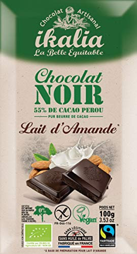 Saveurs Nature Tablette de Chocolat Noir au Lait d'Amande sans Lactose 100 g