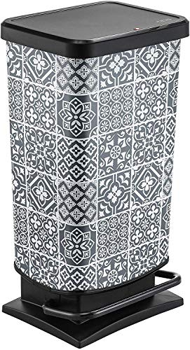 Rotho Paso Poubelle 40l avec pédale et couvercle, Plastique (PP) sans BPA, tuiles, 40l (35,3 x 29,5 x 67,6 cm)