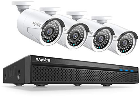 SANNCE 4K POE CCTV Home Security Camera System 8CH POE NVR Recorder 8MP Resolution, 4x 5MP Outdoor Audio IP Cam, Power over Ethernet, Easy Mobile Access with APP Alert, NO HDD