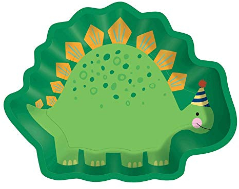 (PKT) Dino-Mite Dinosaur Shaped Paper Plates 22cm x 17cm (8 pk)