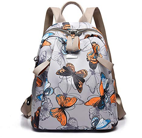 FANDARE Damen Rucksack Mode Daypack mit Kopfhörerloch Mädchen Schultasche Rucksäcke Arbeit Dating Universität Einkaufen Backpack Dauerhaft Nylon Schmetterling