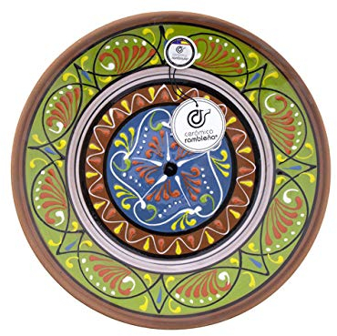 Ceramica Rambalena | Piatto decorativo da appendere a parete | Piatto in ceramica | Piatto decorativo | Piatto in terracotta rossa - Modello D18 | 100% fatto a mano | 28 x 28 x 4,5 cm