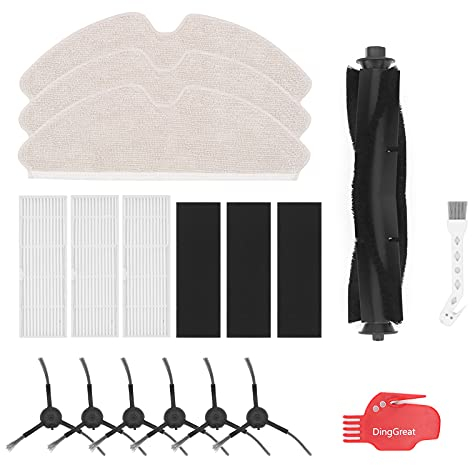 DingGreat Ersatzset für Proscenic M7 PRO WLAN Saugroboter Zubehör -Packung mit 1 Rollenbürste, 3 Filters, 6 Seitenbürsten, 3 Mikrofasermopptuch, 1 Reinigungsbürste