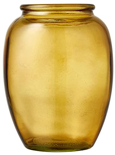 BITZ Kusintha Vase, Dekorative Vase aus Recyceltem Glas, Höhe 13 cm, Amber