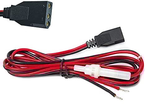 2-Wire CB Power Cable 3 Pin CB Power Cord with 15A Fuse Replacement CB Radio Power Cord for Cobra Uniden Midliand Galaxy Connex CB Ham Radio (1 Pack)