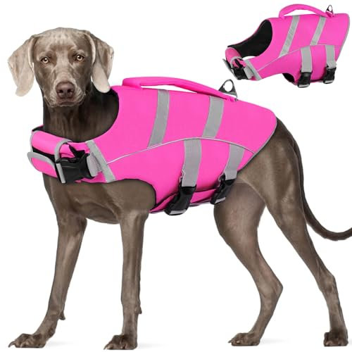 AOFITEE Schwimmweste Hund, Hunde Schwimmweste zum Schwimmen, Schwimmweste für Hunde mit Rettungsgriff und reflektierenden Streifen, Ripstop Rettungsweste Haustier für kleine, mittlere, große Hunde