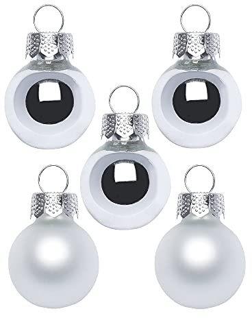 Inge Glas Magic Mini-Weihnachtskugeln 2cm 25 Stück | kleine Christbaumkugeln in Karton-Box (Frosty Silver | weiß Silber)