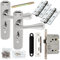 Door Handle & Bathroom Lock Pack - Chrome Heavy Duty Prism Thumb Turn Backplate | Complete Matching Set for 1x Interior Door - Handle, Hinges & Thumb Turn Bathroom Lock & Latch | Privacy WC Toilet
