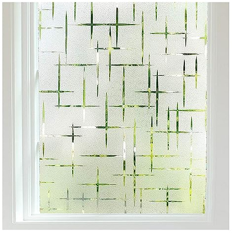 Finnez Fensterfolie Selbsthaftend Sichtschutzfolie 44,5x400cm Mit Sternmuster Milchglasfolie Statisch Selbsthaftend Klebefolie Dekofolie für Wohnzimmer Küche Büro Anti-UV