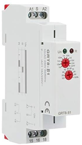 DEWIN Relè Temporizzatore 220V GRT8-B1 Relè a Tempo di Ritardo allo Spegnimento Temporizzatore Luci Scale Mini Relè Temporizzato su Guida DIN Tipo AC 220V.