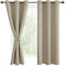 DWCN Light Beige Blackout Curtains with Tiebacks for Bedroom Thermal Insulated Solid Eyelet Curtains for Living Room,2 Panels,46 Wide x 72 Drop