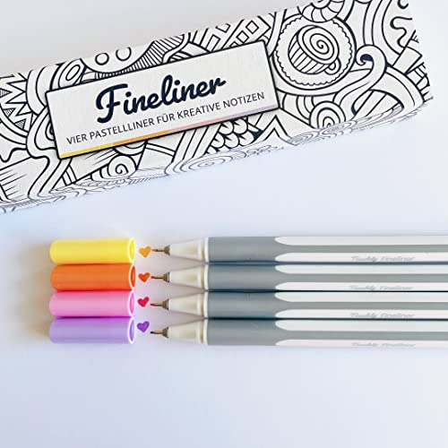 Teachly Fineliner Summer 4er Set - 4 feine Pastell-Stifte mit dünner 0,4 mm Spitze für präzises Schreiben & Zeichnen - Schule, Office & Handlettering