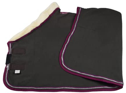 WAGNER Fleece Abschwitzdecke mit Fellkragen (Grau-Magenta, 115)