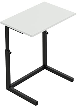 furniChic Beistelltisch Höhenverstellbar Couchtisch Sofatisch Laptoptisch Kaffeetisch Wohnzimmertisch mit Metallgestell 60x40x43-73 cm Weiß