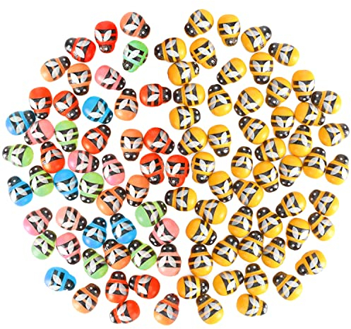 Holz Bienen,200 Stück Selbstklebende Bienen Deko Miniatur Bienen Glücksbringer Mini Selbstklebender Biene Aufkleber,für Hochzeits Dekorationen DIY Handwerk Scrapbooking Bastelarbeiten (9*12mm)