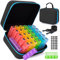 Monatlicher Pillen-Organizer 4-mal am Tag, Pillenbox-Organizer mit 32 Tagesfächern, 30-Tage-Pillen-Organizer 4-mal am Tag, Pillenhalter mit Hartschalen-Reiseetui