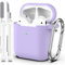 R-fun compatibile con AirPods 2 generazione 2019 Custodia, 1 gen 2016 Custodia con kit di pulizia e portachiavi, morbida custodia protettiva in silicone per Apple AirPods,Viola banana