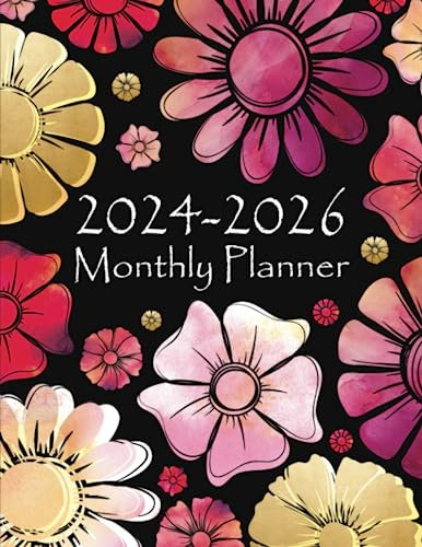 Monthly Planner 2024-2026: 3 Year Schedule Organizer with Holidays (January 2024 to December 2026) Summer Flower Design