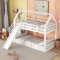 ZYLOYAL10 Lit superposé, avec escalier de rangement et toboggan, lit de maison, lit d'enfant, avec balustrade, convient aux enfants, adolescents, 90 x 200 cm, blanc