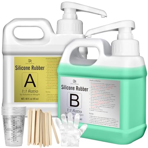 Abformsilikon Flüssiger Silikon Kautschuk - 2.4L (90oz) Elastisches Silikonform für Harz, Seife & Kerzen - 1:1 Mischverhältnis mit Pumpe - Ideal für Gießformen, DIY Handwerk & Modellbau (Grün)