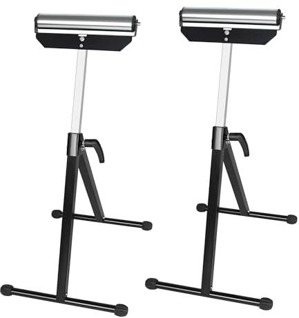 JOIEYOU Lot de 2 tréteaux à roulettes réglables en hauteur de 68 à 107 cm avec pieds antidérapants, tréteau de support jusqu'à 60 kg