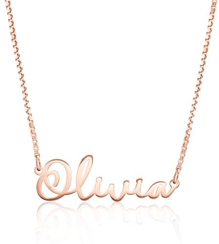 Personalised Name Pendant Necklace | Available in Silver, Gold or Rose Gold | Unique Font | The Perfect Handmade Gift (18K Rose Gold)