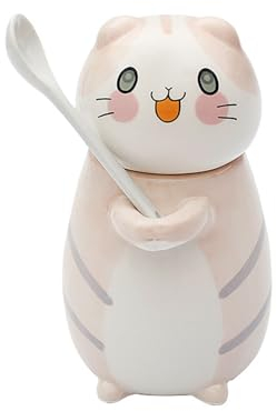 Xfeyaqlo Tasse Cappuccino 300ml, Tasse Chat, Tasse Expresso Porcelaine, Convient pour La Maison, Le Bureau, Est un Bon Choix de Cadeau (Rose Blanc)